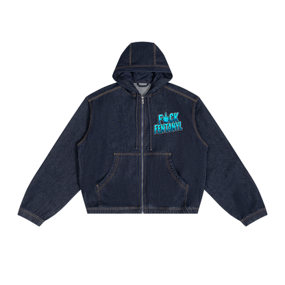 Men's Boxy Vintage Wash Hooded Denim Jacket