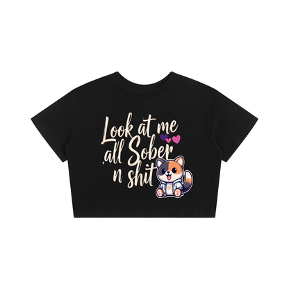 Look at Me All Sober n Shit Cat Baby Tee – Funny Sober Shirt