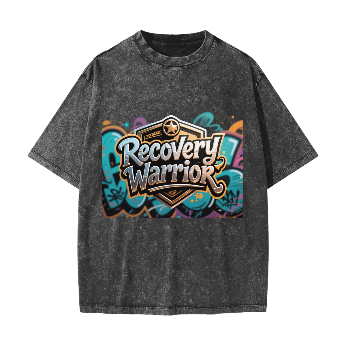 Recovery Warrior Graffiti Badge Heavyweight Snow Washed Cotton T-Shirt