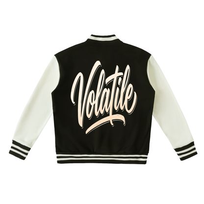 Volatile Script Two-Tone Fleece Varsity Jacket