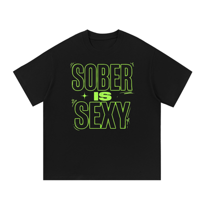 Sober Is Sexy Lime Green Lettering Cotton T-Shirt