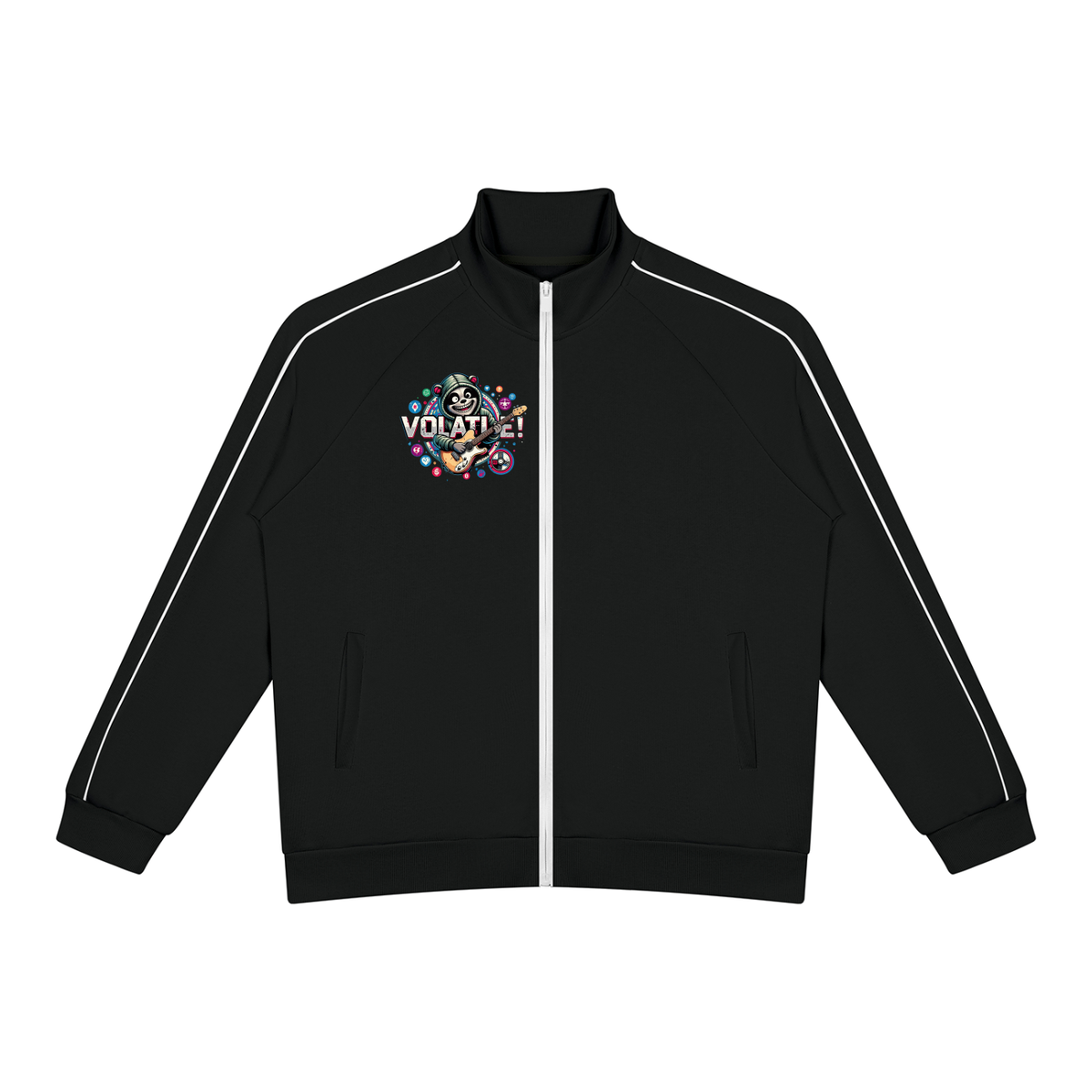 VOLATILE Bear Graphic Color Block Track Jacket