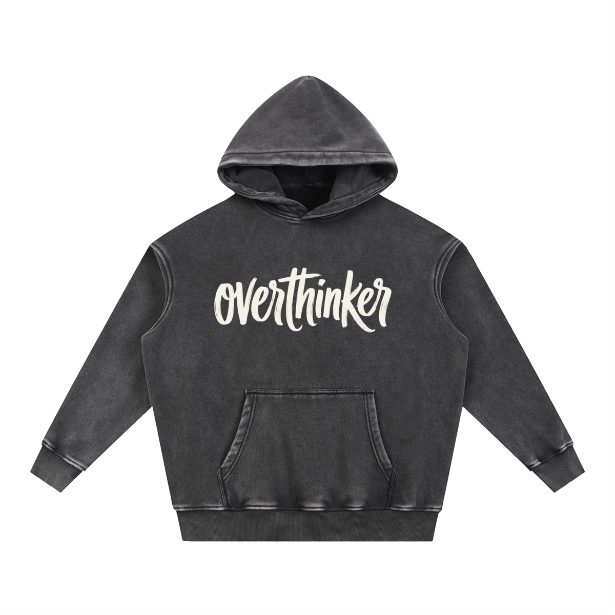 Overthinker Script Snow Wash Oversized Fleece Hoodie