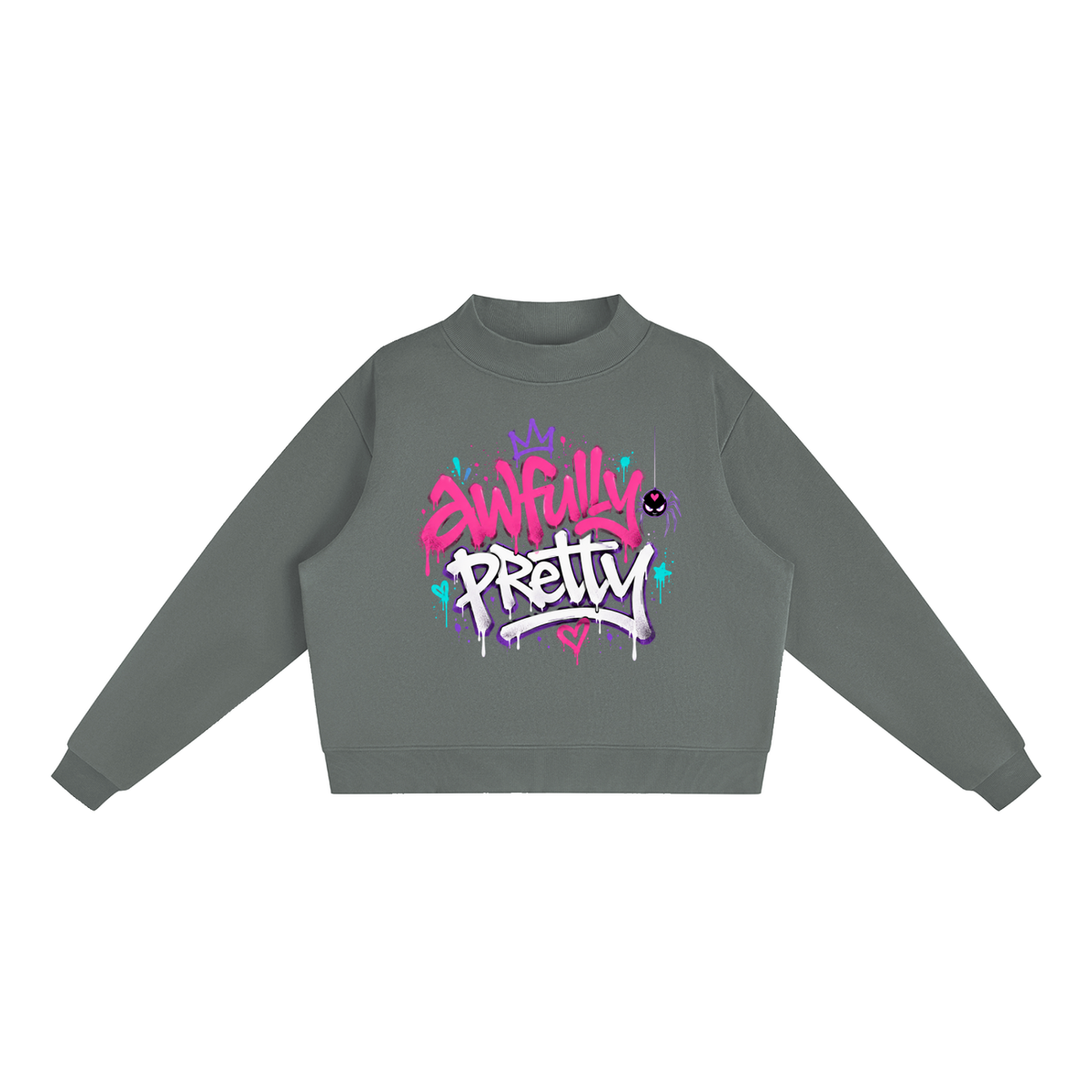 Awfully Pretty Oversized Mock-Neck Fleece Sweatshirt