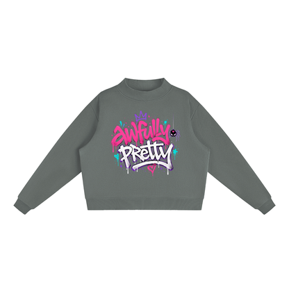 Awfully Pretty Oversized Mock-Neck Fleece Sweatshirt