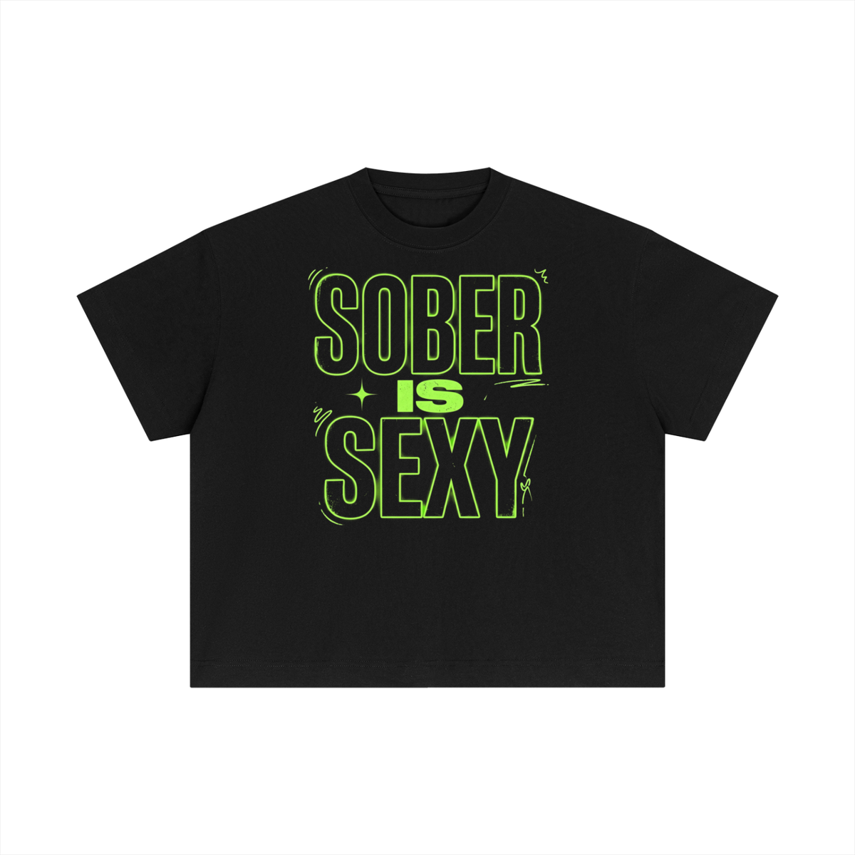 Sober Is Sexy Lime Green Lettering Boxy Cotton T-Shirt