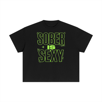 Sober Is Sexy Lime Green Lettering Boxy Cotton T-Shirt