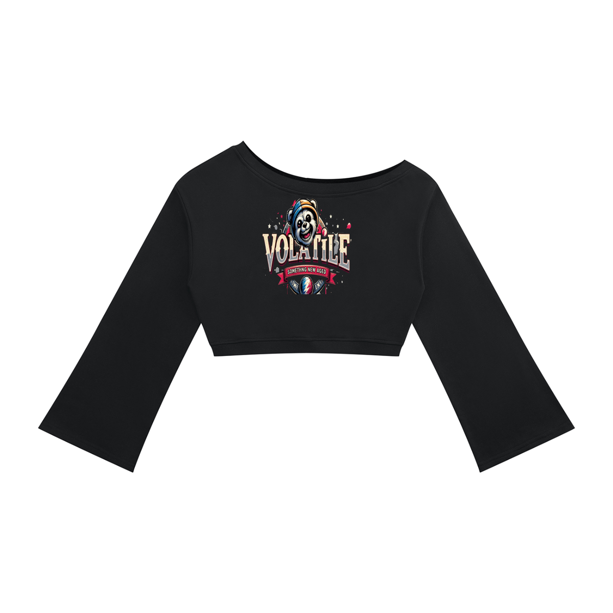 VOLATILE Bear Graphic Women's Off-Shoulder Sweatshirt