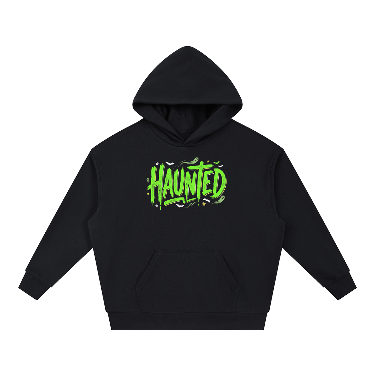 Haunted Green Lettering Boxy Heavyweight Drop-Shoulder Hoodie