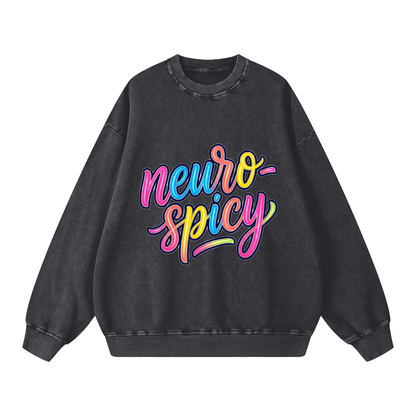 Neuro-Spicy Colorful Script Snow Washed Oversized Sweatshirt
