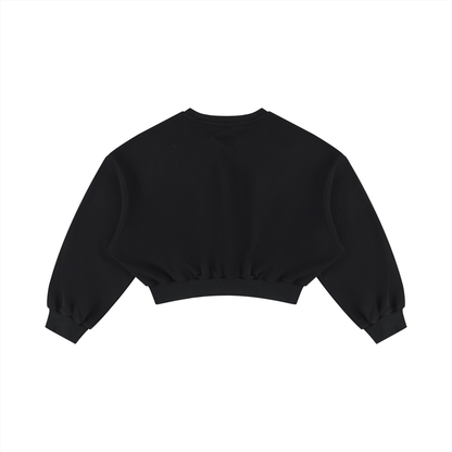 Fragile Blue Bunny Graphic Women's Boxy Cropped Crewneck Sweatshirt