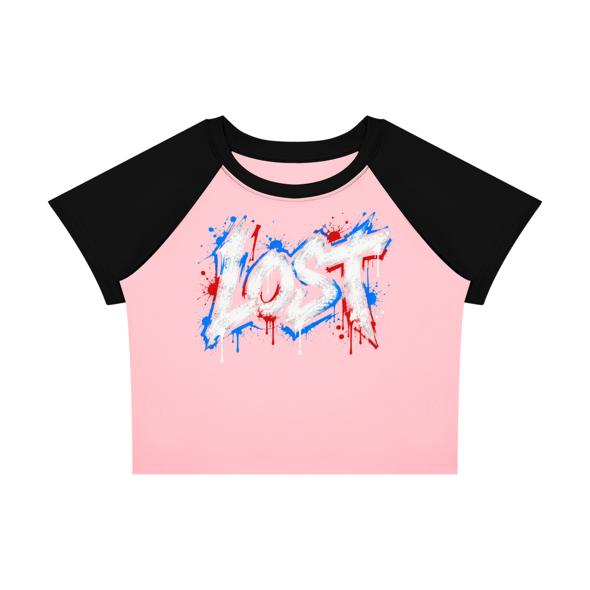 Lost Women's Color-Block Raglan Crop Baby Tee