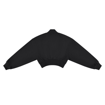 Fragile Blue Bunny Graphic Women's Crop Mock Neck Sweatshirt